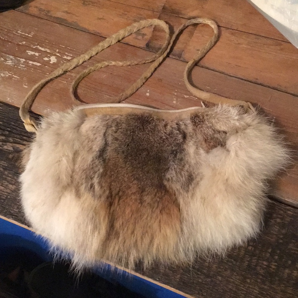 Crossbody rabbit fur purse